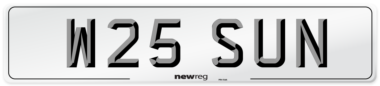 W25 SUN Number Plate from New Reg